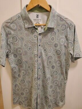 Desoto, Mandala Jersey Cotton Dress Shirt Sz.L Like New Super Soft Modern Fit